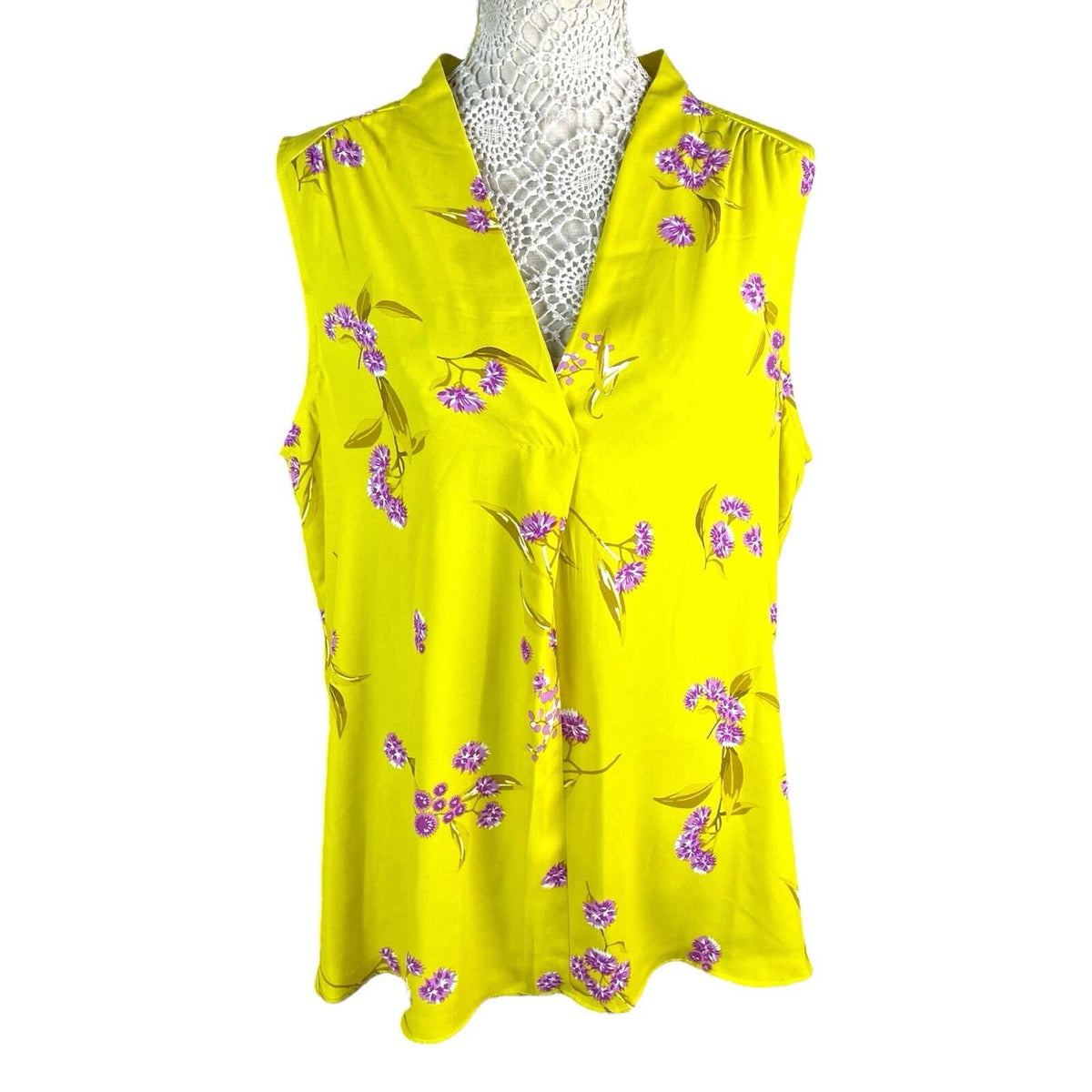 Principles Yellow Floral Sleeveless Blouse Summer Women's UK Size 20