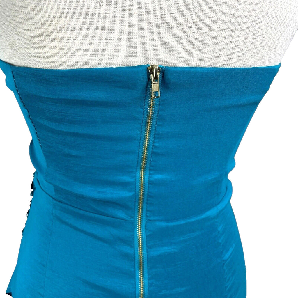 AX Paris Blue AX Paris Mini Dress Turquoise Ruched Off Shoulder Embellished Women's UK Size 8