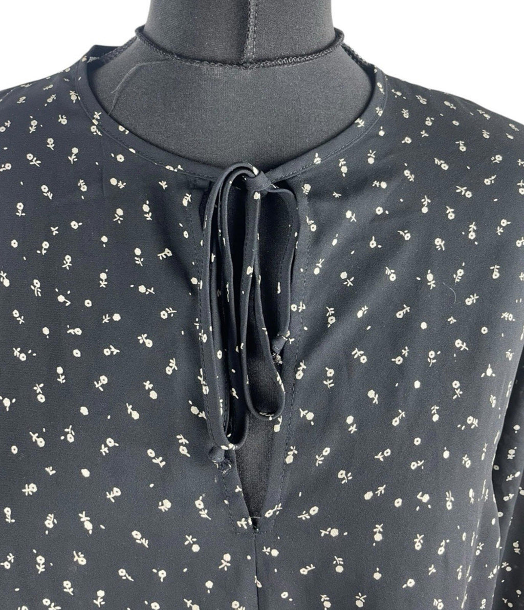 Lumiere Black Floral Blouse Long Sleeve Women's UK Size S
