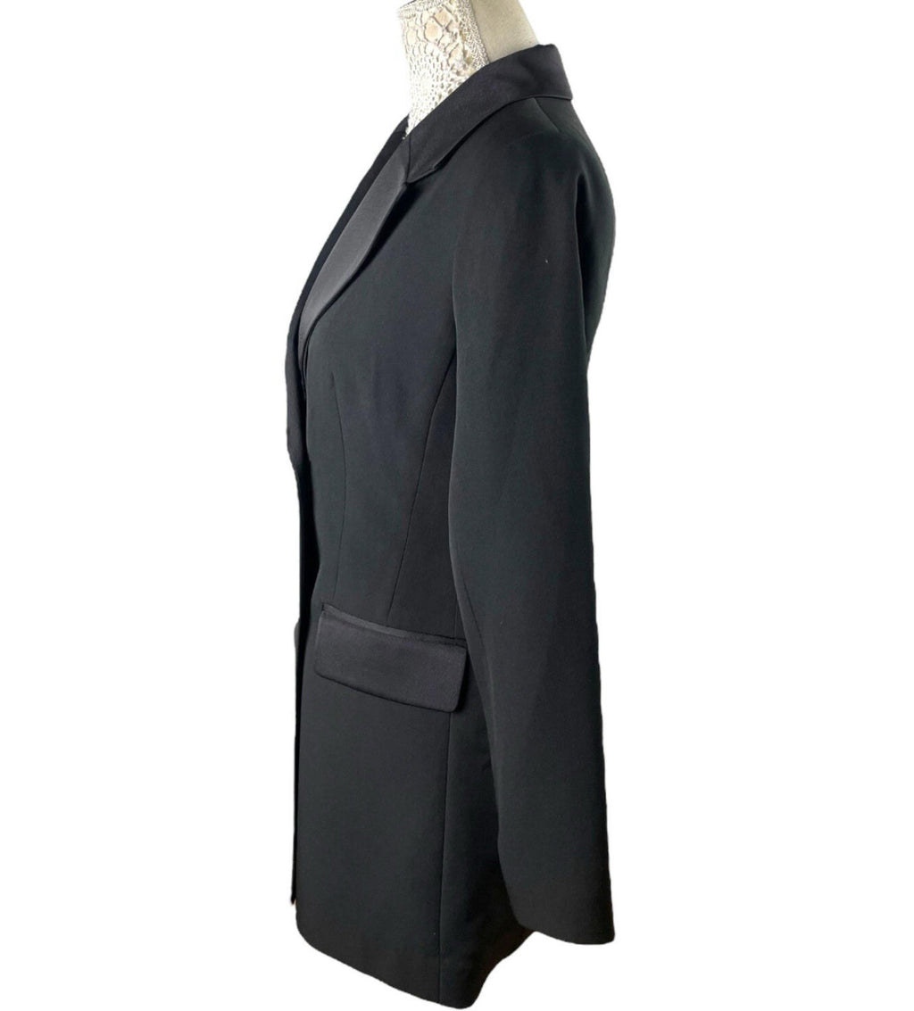 New Look Long Black Blazer Jacket Diamante Button PETITE Women’s UK Size 8