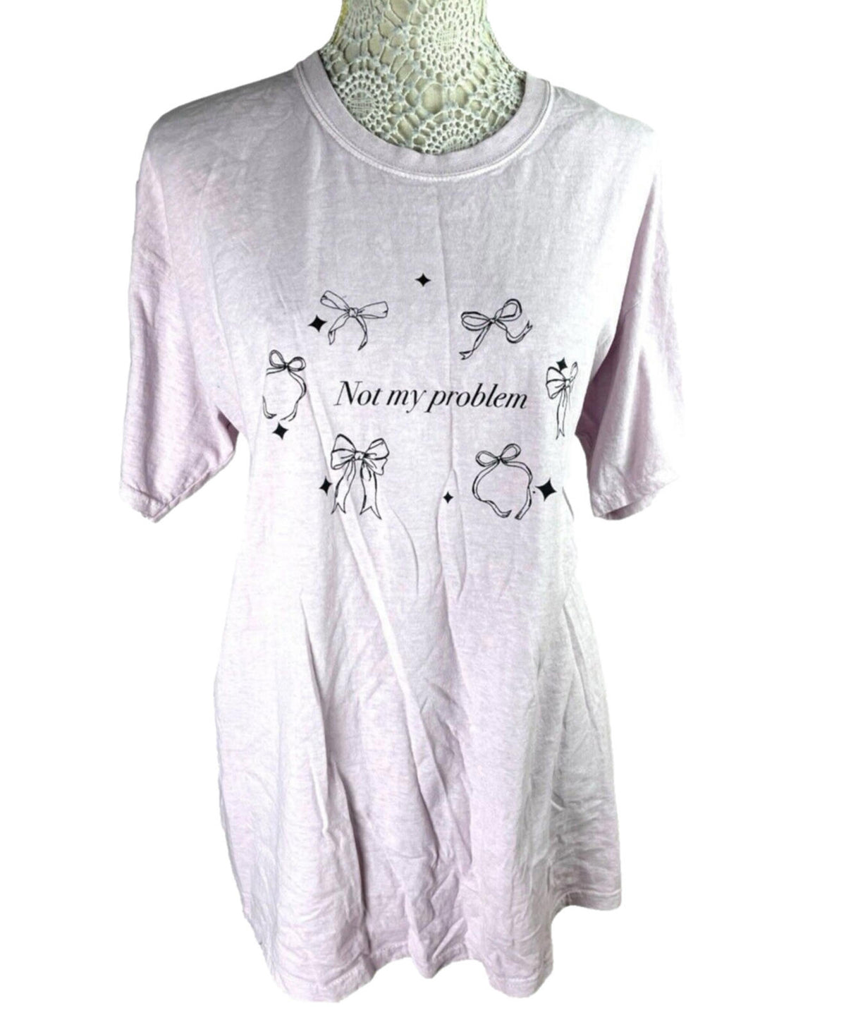 Pink Printed T-shirt Not My Problem Oversized Graphic Print Women's UK Size M