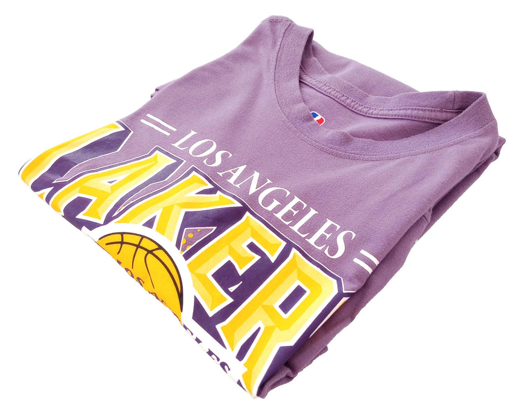 NBA Lilac NBA Graphic Print T-Shirt Men's UK Size M Lilac Crew Neck Cotton Rich Lakers