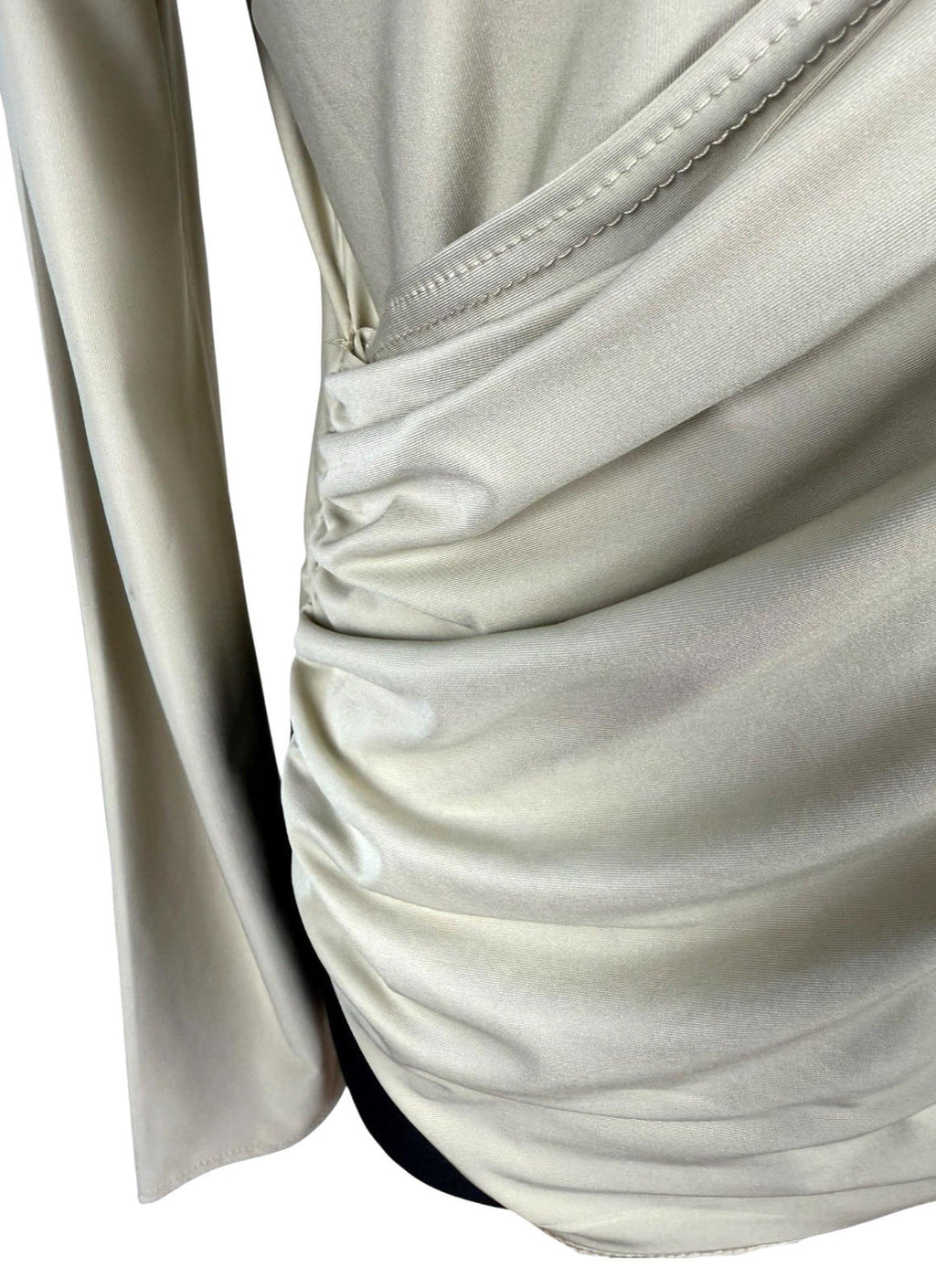 Red Label Beige Layered Top Slimming Long Sleeve Stretch Women's UK Size S