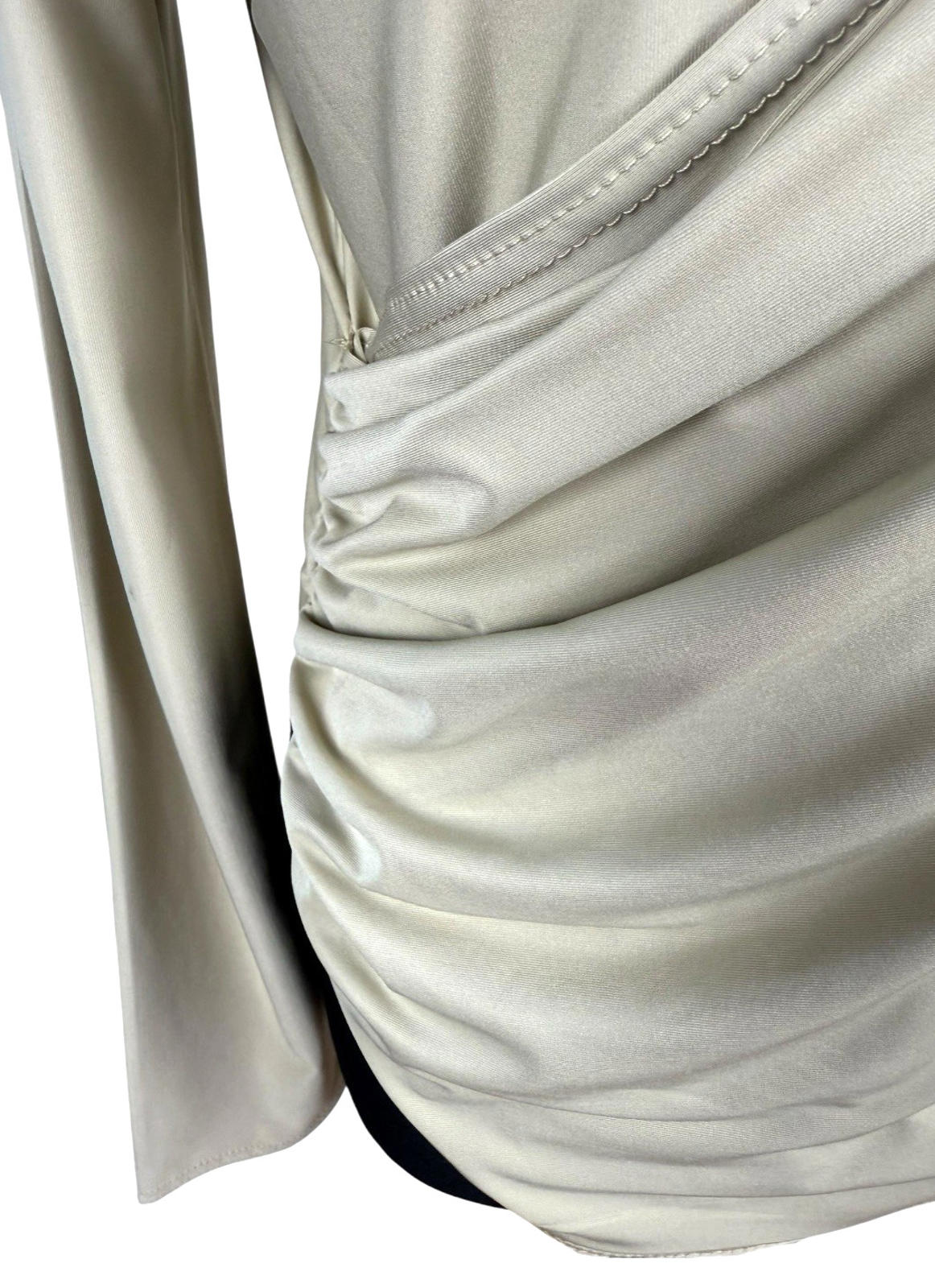 Red Label Beige Layered Top Slimming Long Sleeve Stretch Women's UK Size S