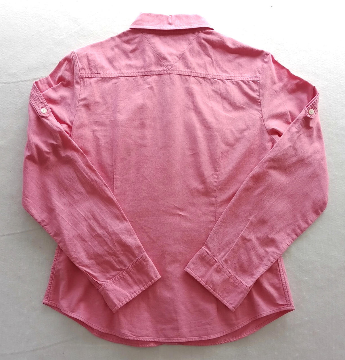Tommy Hilfiger Shirt Men's UK Size S Pink Long Sleeve Pockets 100% Cotton