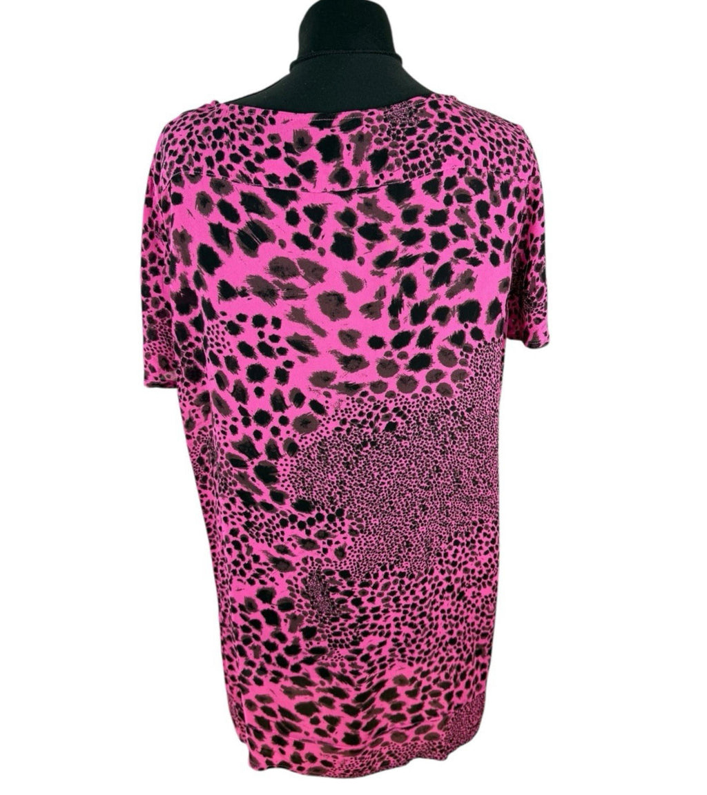 Next Pink Next Chiffon Top Sheer Leopard Print Pink Lightweight Women's UK Size 14