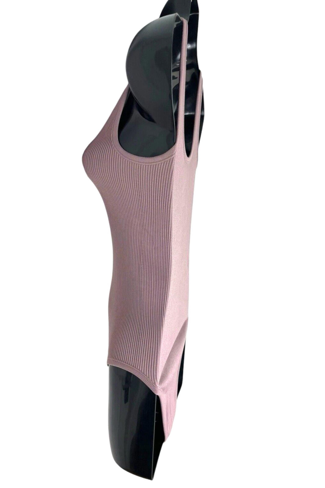 Inlyric Lilac Inlyric Bodysuit Argyle Purple Ribbed Top Stretch Women's UK Size 10