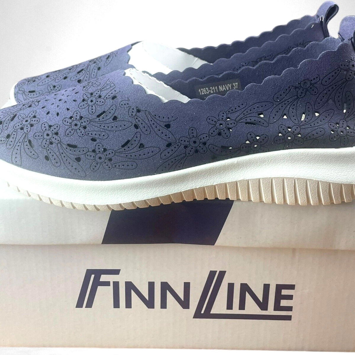 Finnline Navy Blue Slip On Shoes Memory Foam Women's UK Size 4