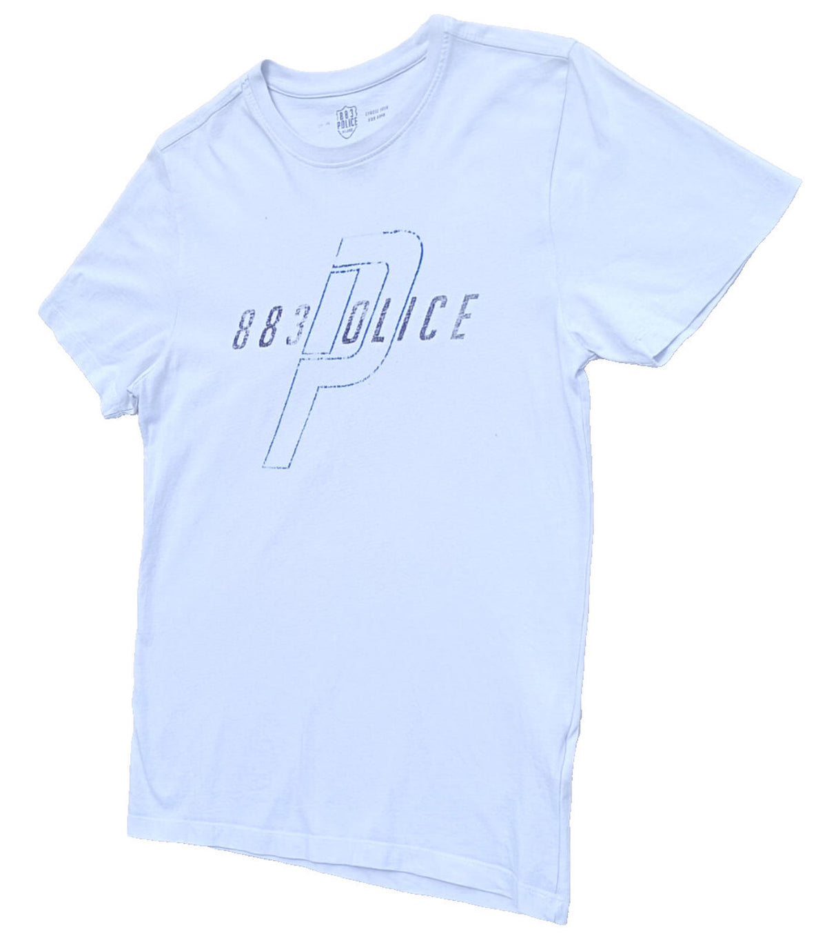 883 Police T Shirt Men's UK Size S White 100% Cotton Easy Care Graphic Print