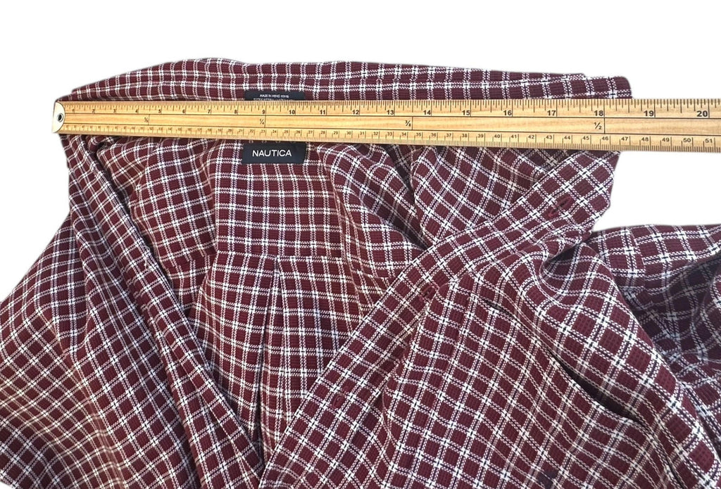 Nautica Shirt Men's UK Size XL Purple Plaid Pattern Long Sleeve Button Down
