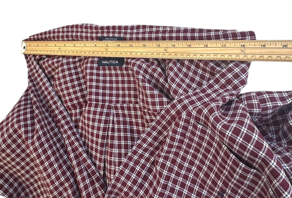 Nautica Shirt Men's UK Size XL Purple Plaid Pattern Long Sleeve Button Down