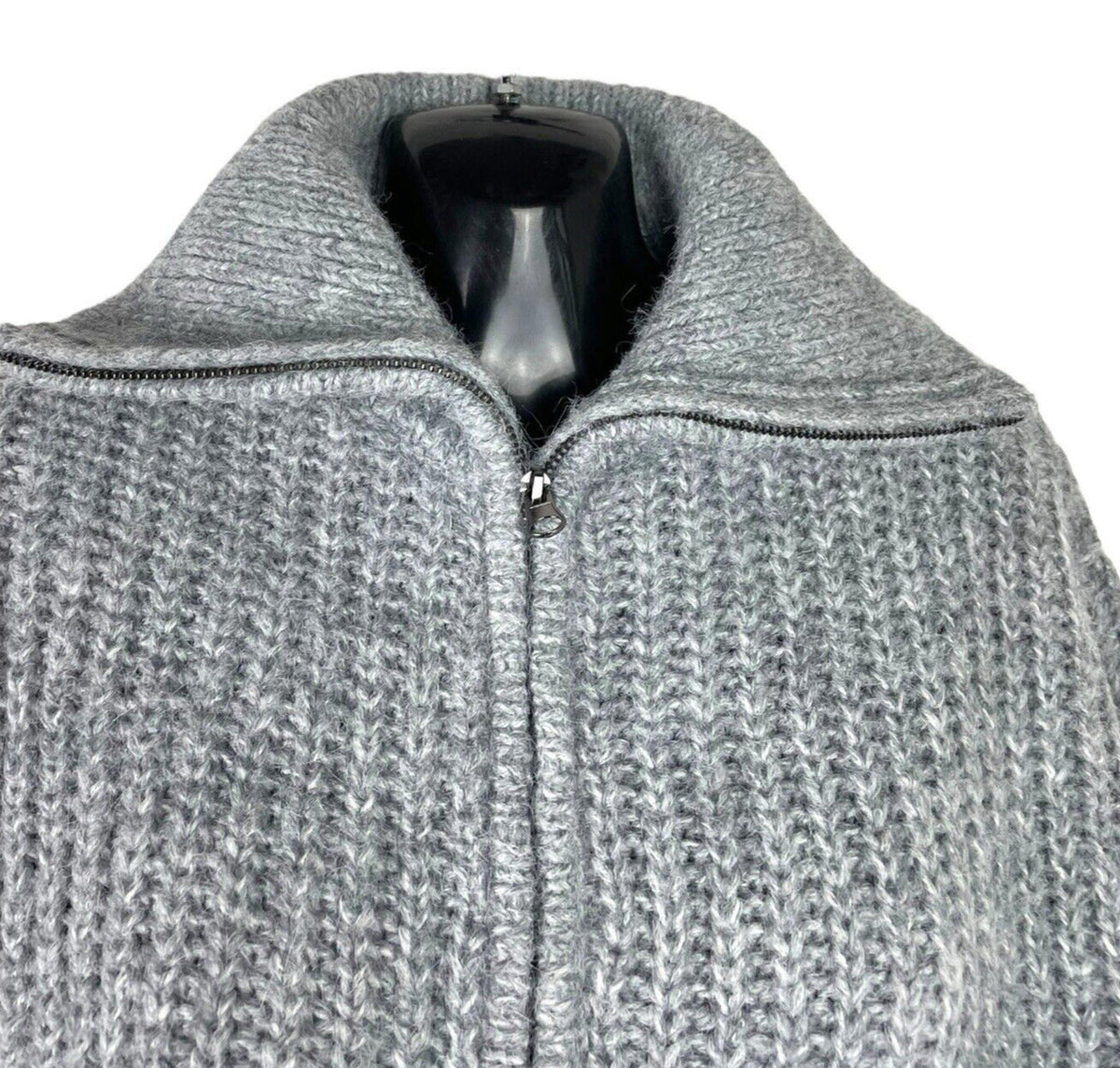Divided Grey Marl Rib Knit Oversized Cardigan Collared Women's UK Size XXS