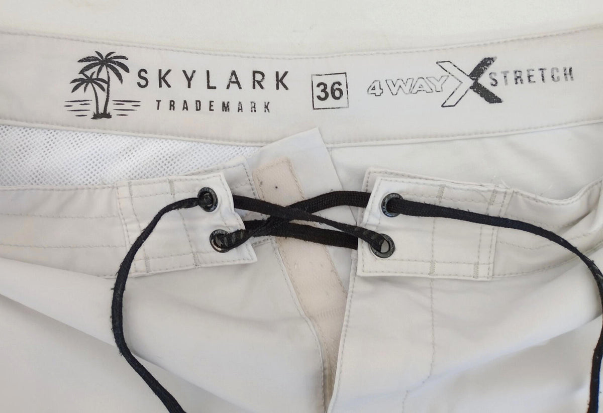 Skylark Swim Shorts Men's UK Size L Beige/Teal Polyester Rich Pockets Drawstring Blue