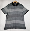 Debenhams Gray Debenhams Men's UK Size XL Grey Polo Shirt Striped Plum Black Collar Side Gusset