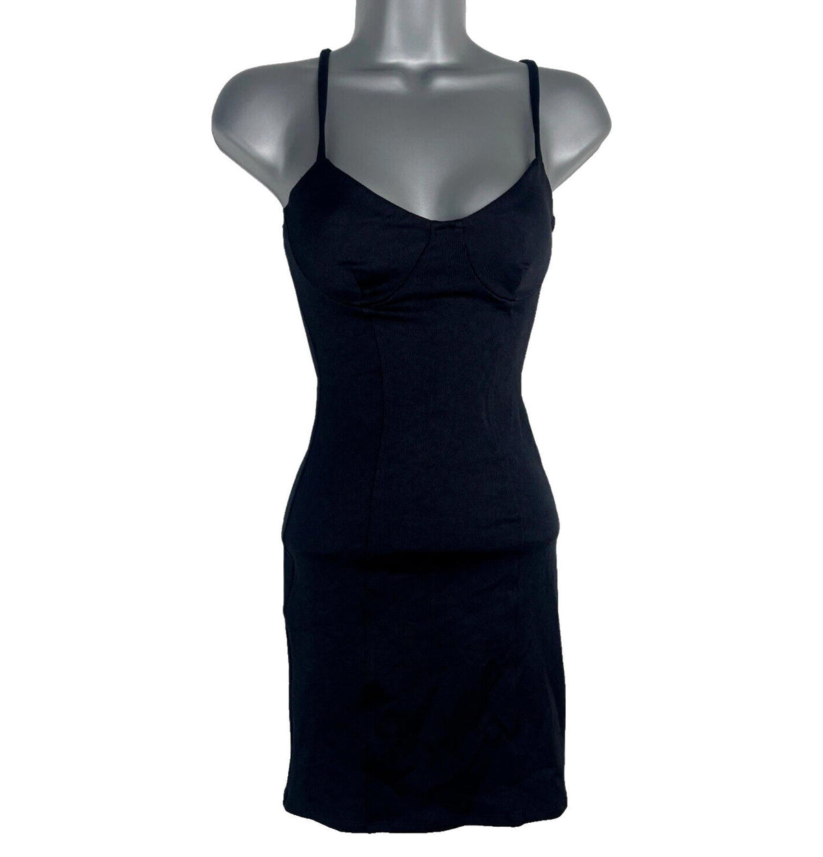 Bershka Mini Dress Black Ribbed Women's UK Size XS