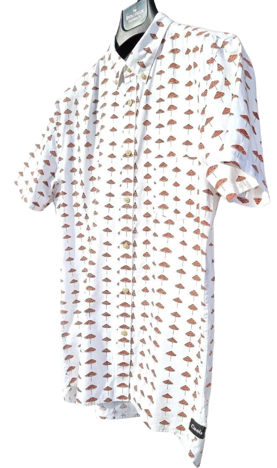 Barney Cools Shirt Short Sleeve Sunbrella Print Shirt White Men's UK Size M