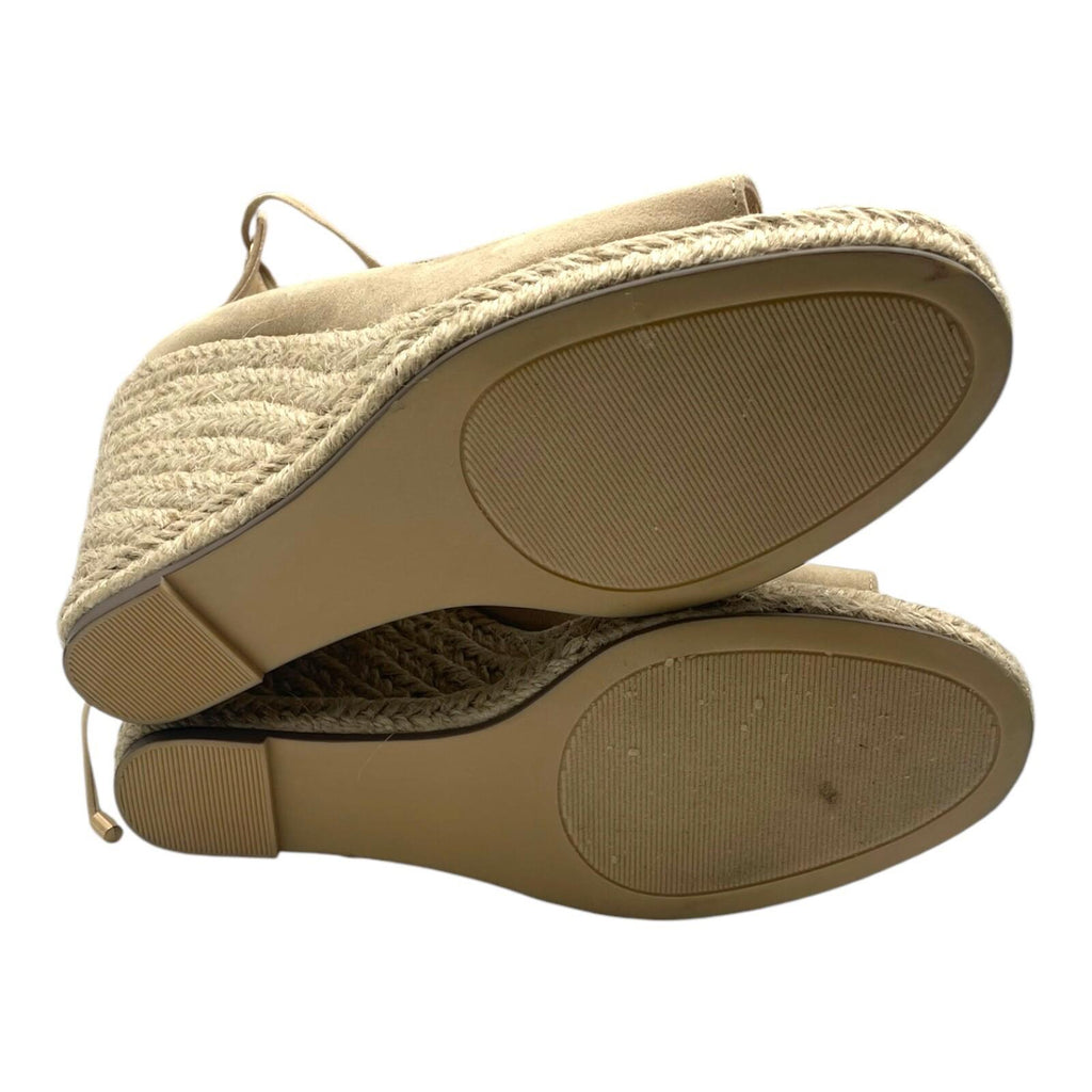 Just Fab Wedge Espadrille Shoes Women's UK Size 6 Beige Suede Lace-Up Ankle