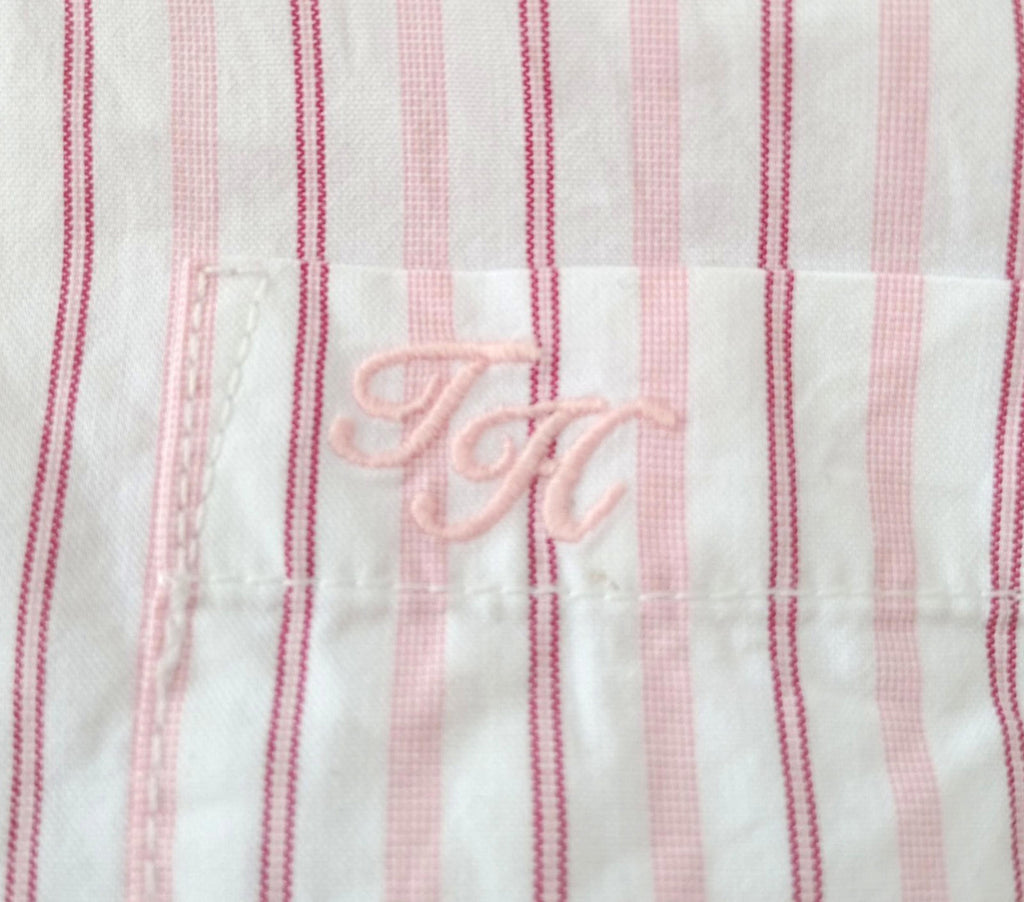 Tommy Hilfiger Shirt Men's UK Size XL Pink Striped Long Sleeve Pockets Easy Care
