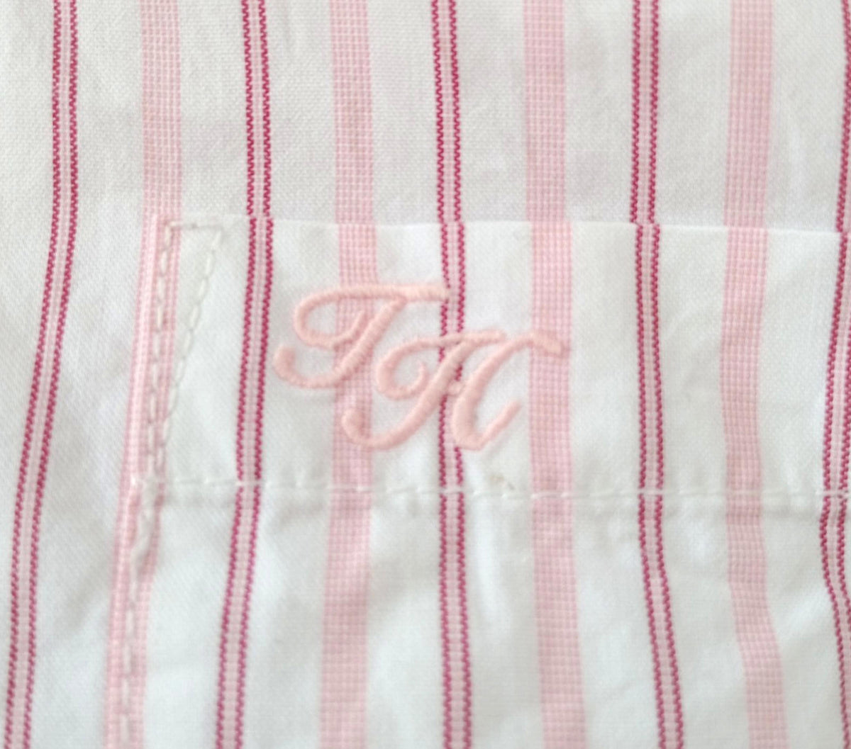 Tommy Hilfiger Shirt Men's UK Size XL Pink Striped Long Sleeve Pockets Easy Care