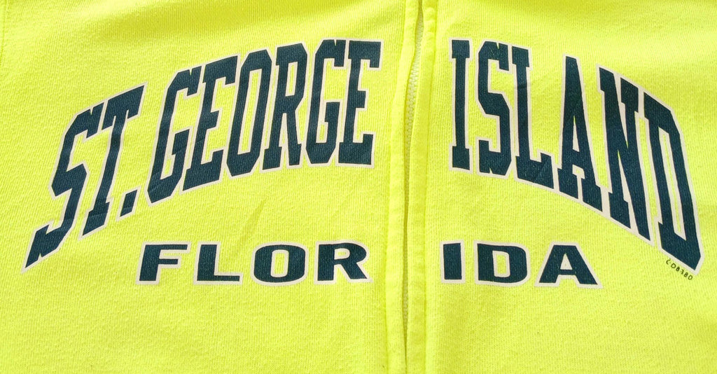 Exist Miami Yellow St George Island Hoodie Men's UK Size S Yellow Jersey Hooded Pockets Zip Front