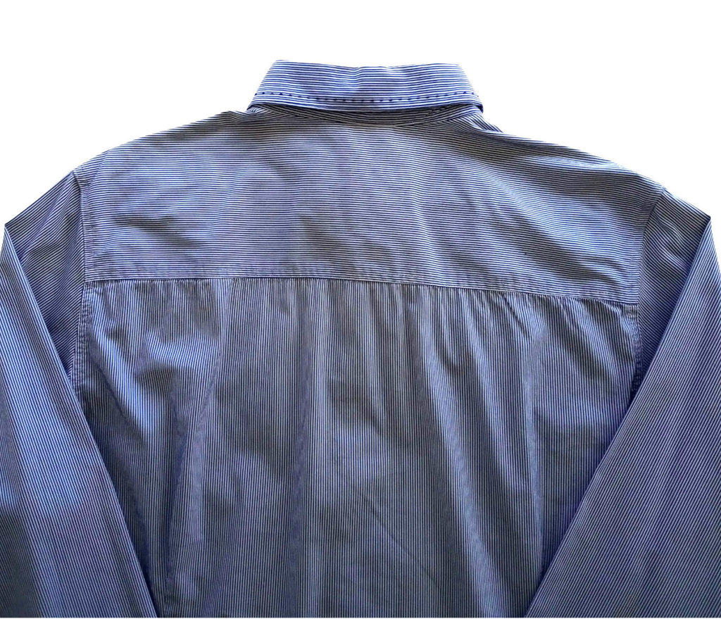 Next Shirt Men's UK Size M Blue Striped Long Sleeved Cotton Blend