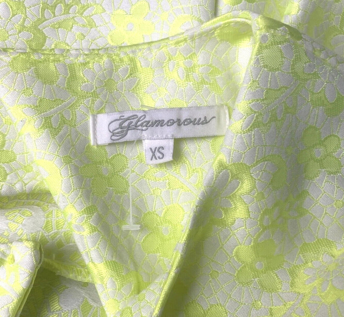 Glamorous Jacquard Skater Dress Women's UK Size XS Yellow Floral Cut-Out Back