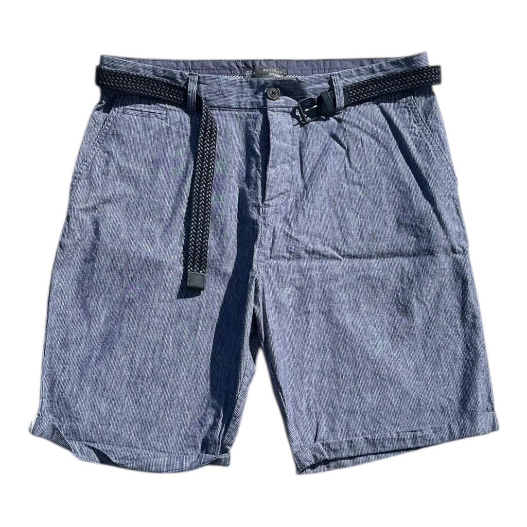 Denim & Co. Shorts Men's UK Size 36" W Blue Belted Pockets Button Up Summer Bermuda