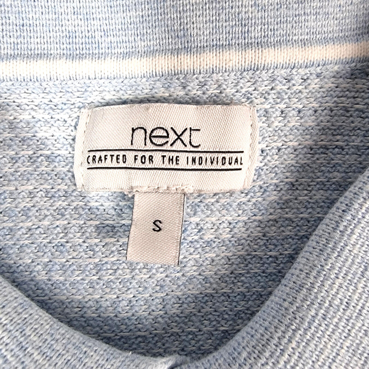 Next LightBlue Next Knit Polo Shirt Men's UK Size S Textured Sky Blue Short Sleeve 100% Cotton
