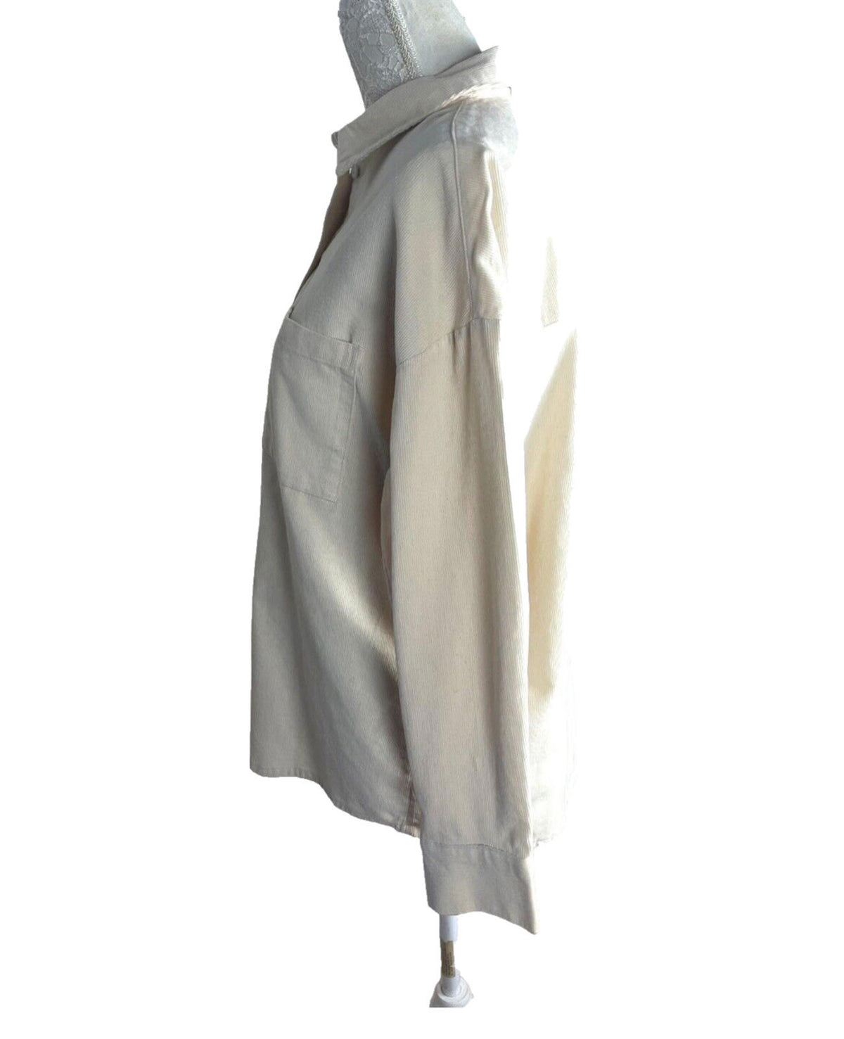 Divided By H&M Cream Over-sized Corduroy Shirt Women's UK Size XXS