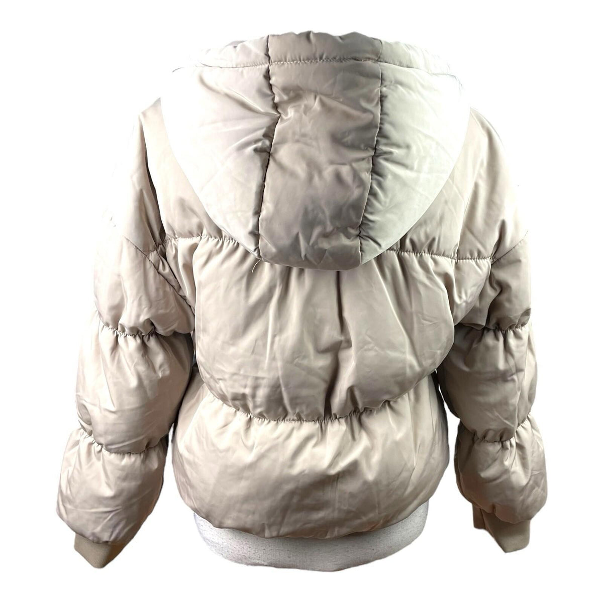 Divided Griege Puffer Jacket Mid Length Hooded Women's UK Size XXS