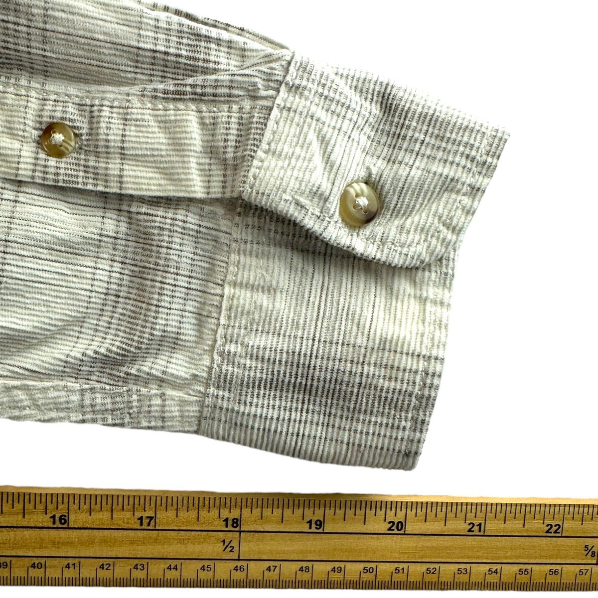 George Corduroy Shirt Men's UK Size M Beige Check Long Sleeve Pocket Loose Fit