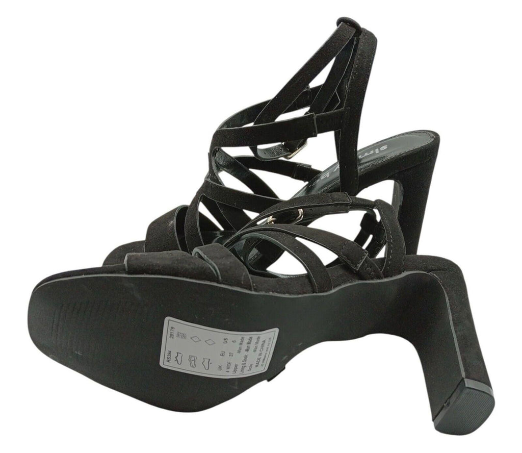 Simply Be Black Simply Be Block Heel Platform Sandals Women's UK Size 4 Black High Strappy Shoes