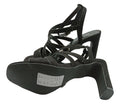 Simply Be Black Simply Be Block Heel Platform Sandals Women's UK Size 4 Black High Strappy Shoes