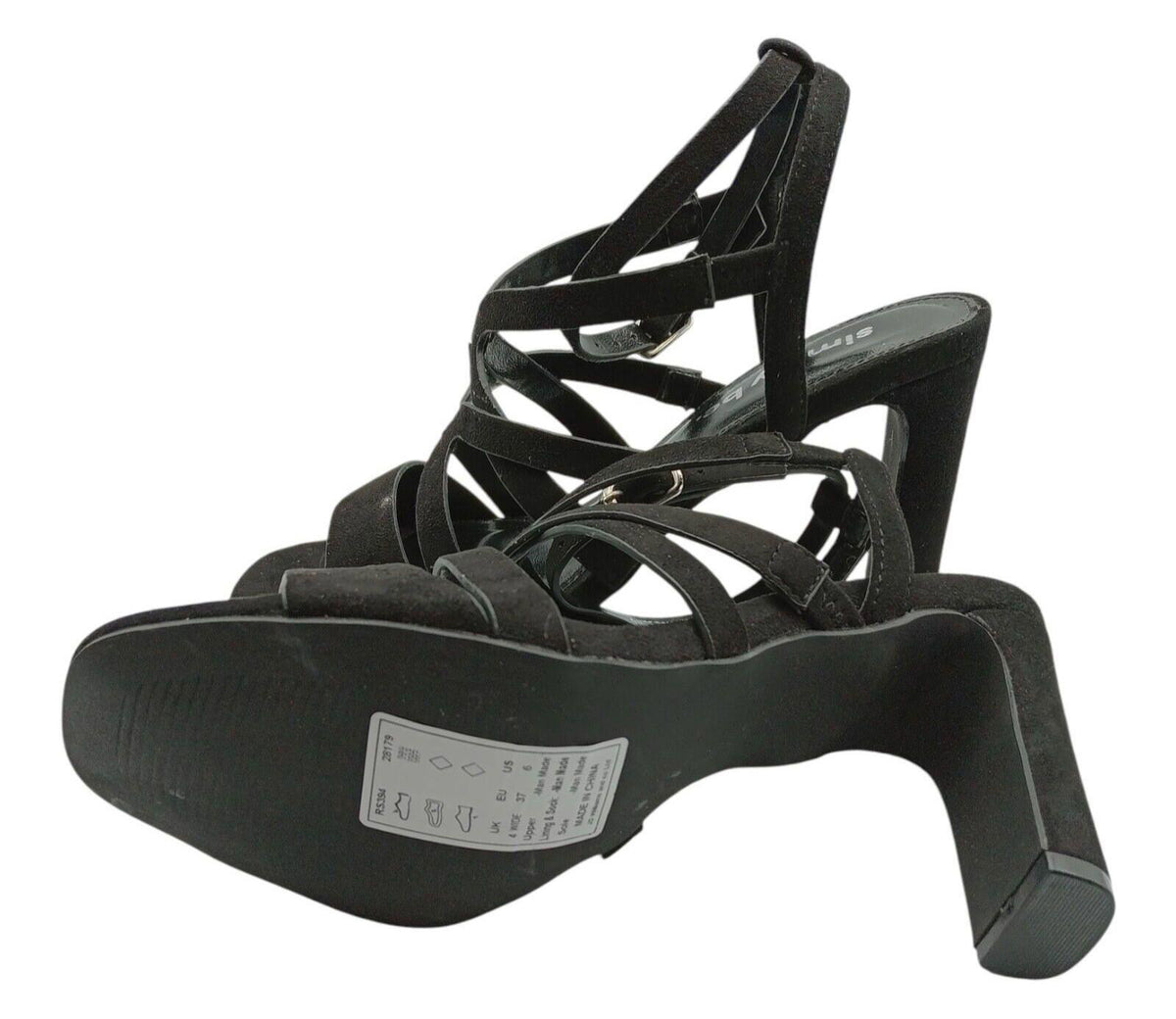Simply Be Black Simply Be Block Heel Platform Sandals Women's UK Size 4 Black High Strappy Shoes