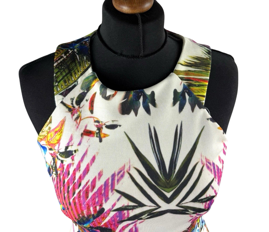 AX Paris Cut Out Mini Dress Tropical Print Multicolour Women's UK Size 12