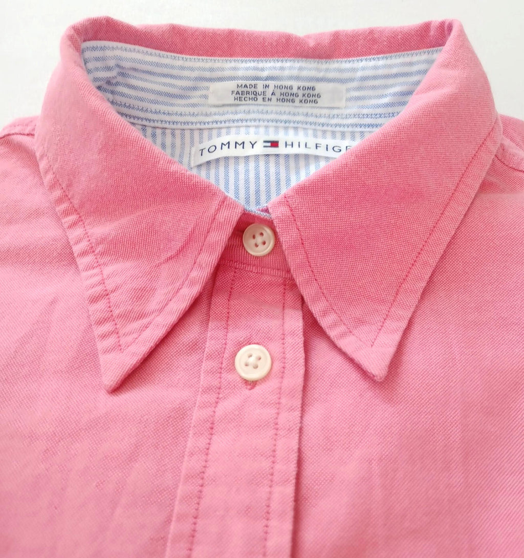 Tommy Hilfiger Shirt Men's UK Size S Pink Long Sleeve Pockets 100% Cotton