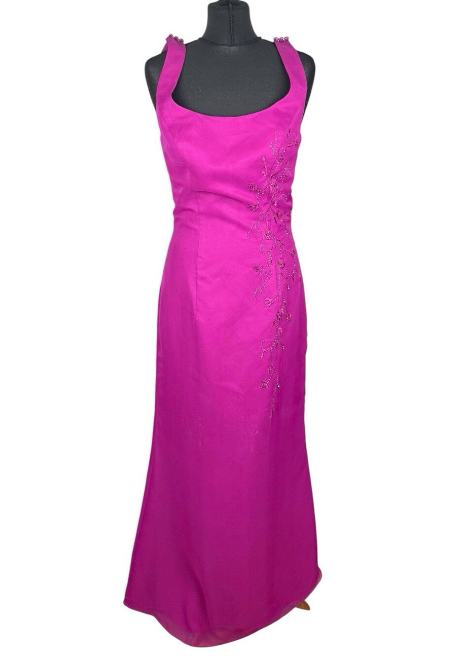 Special Day Womens Fuchsia Pink Embroidered Beaded Bridesmaid Maxi Dress Gown 12