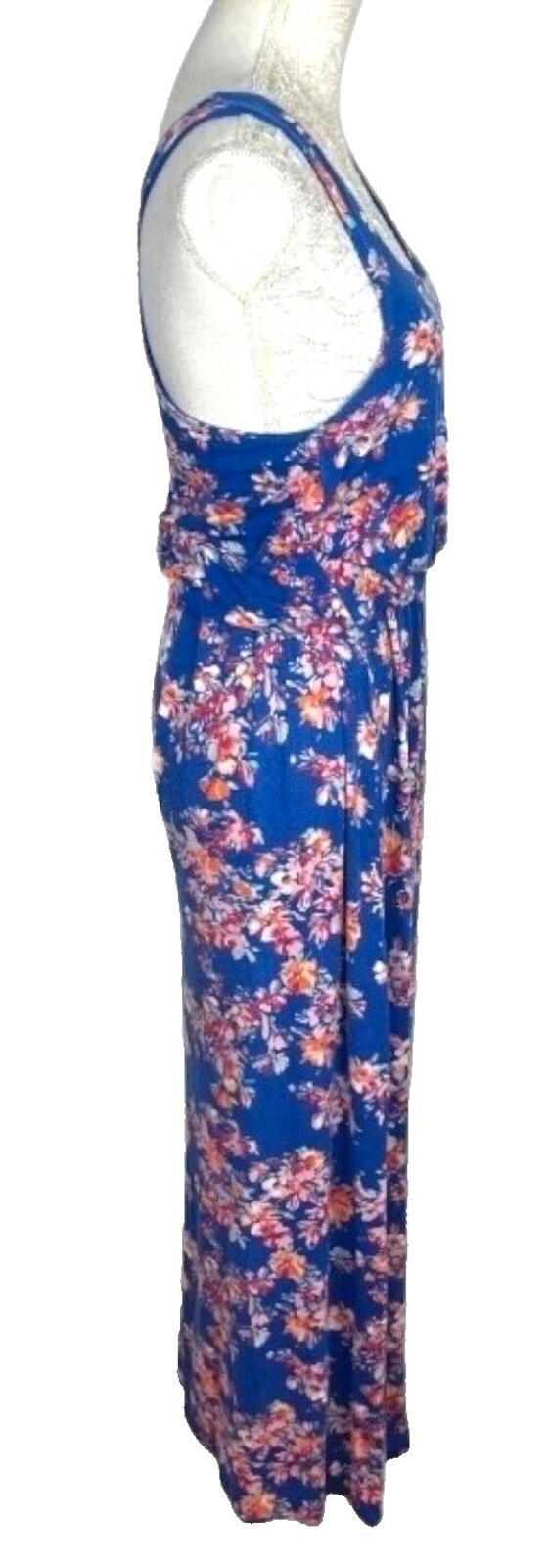 Maxi Dress Blue Floral Racer Back Women's UK Size M (10)