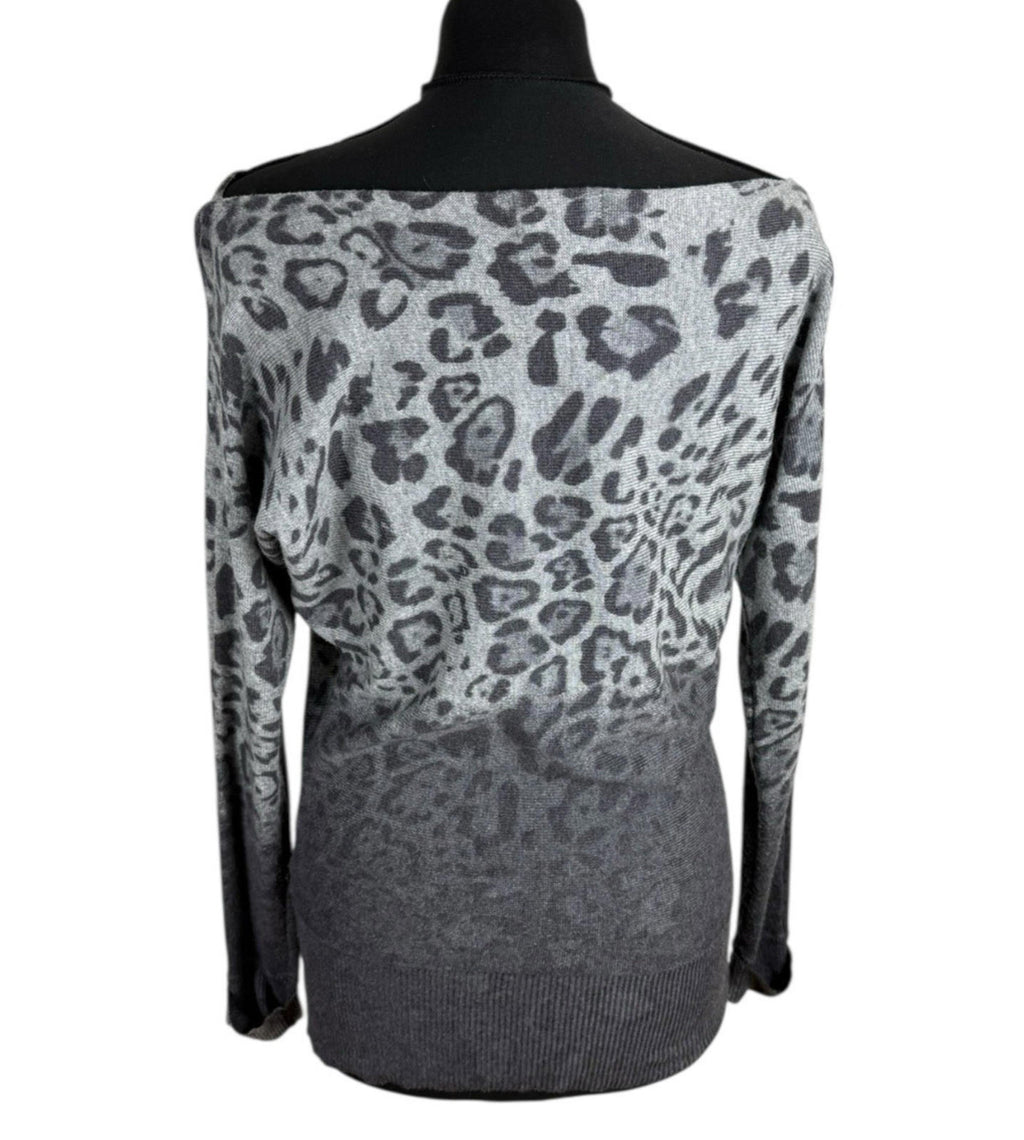 Inspire Collection Gray Inspire Collection Jumper Women's UK Size 10 S - M Grey Thin Leopard Print