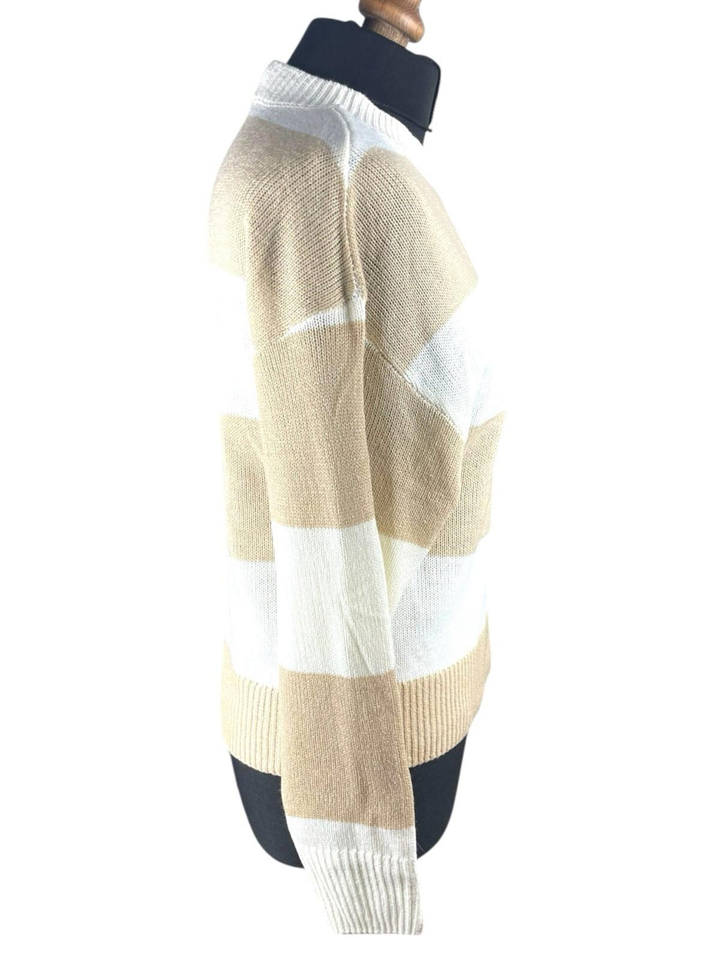 Divided Beige Stripe Jumper Relaxed Fit Women’s UK Size XS