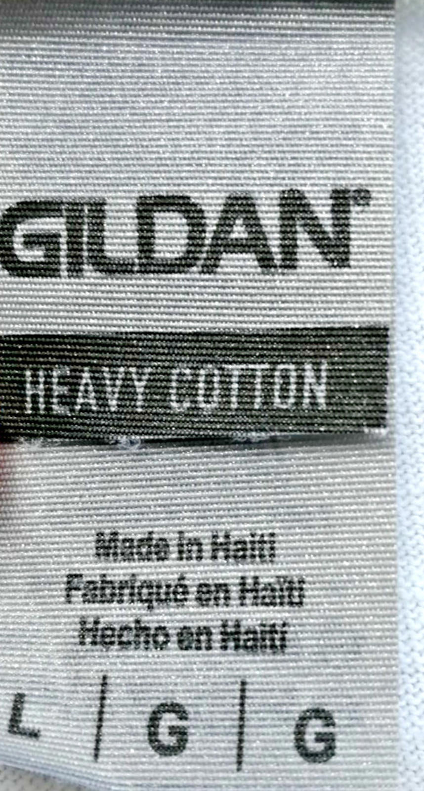 Gildan White Graphic Print T-Shirt Men's US Size L White Crew Neck 100% Cotton