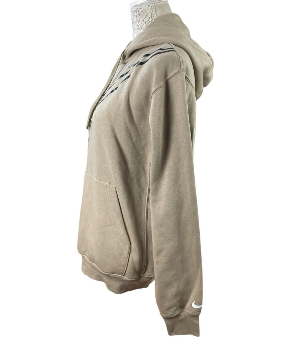 Nike Swoosh Hoodie Fleece Lined Jersey Beige Stone Women's UK Size S