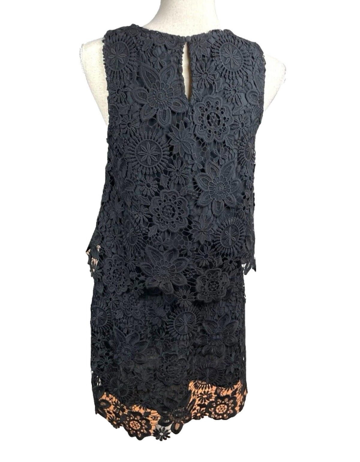 Topshop Black Co-Ord Set Women's UK Size 12 Top & Mini Skirt Layered