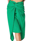 Stradivarius Green Knot Front Midi Skirt Crinkle Effect Women's UK Size XS
