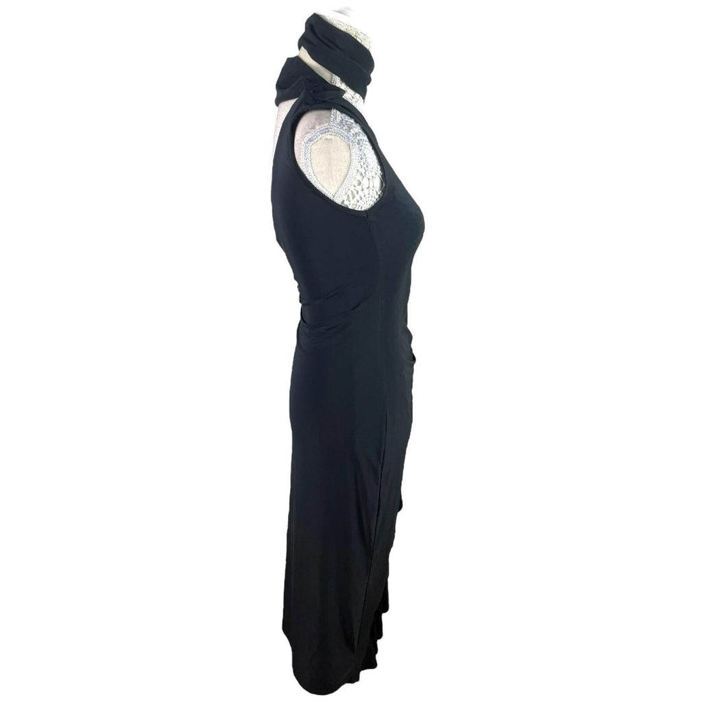 Global Black Midi Dress One Shoulder Collared Occasion Women's UK Size 8