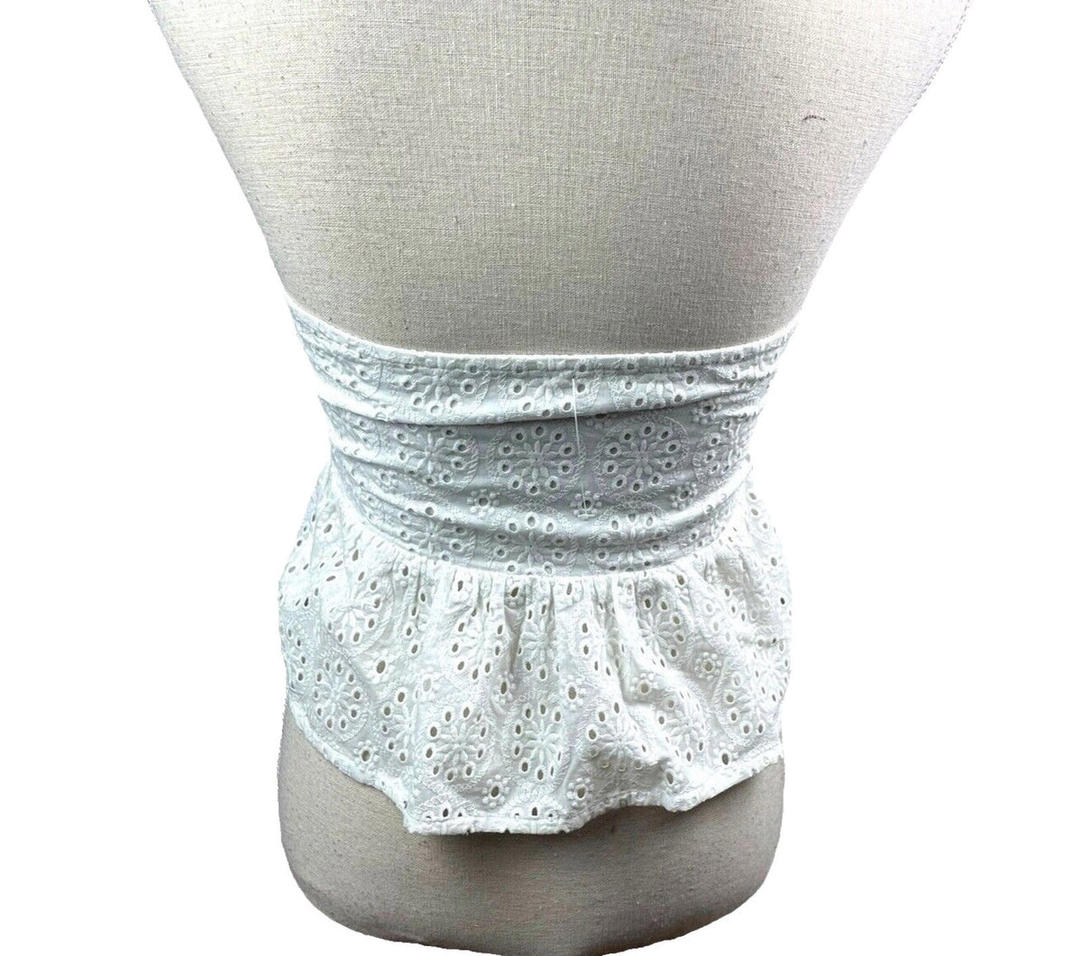 White Strapless Peplum Top Embroidered Daisy Design Women's UK Size 8