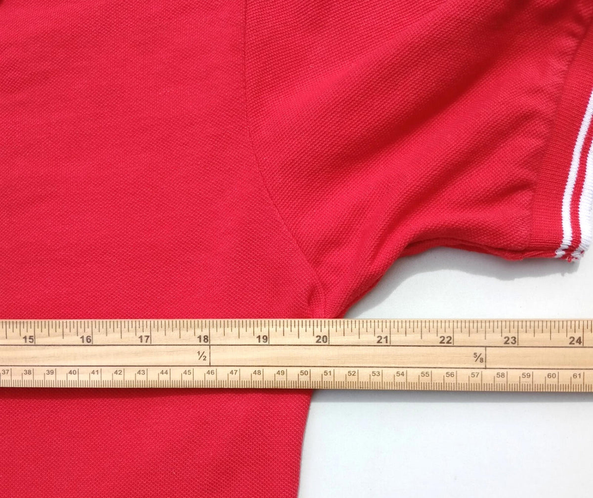 Asics Polo Shirt Men's UK Size S Red Short Sleeve Embroidered Logo Cotton Blend