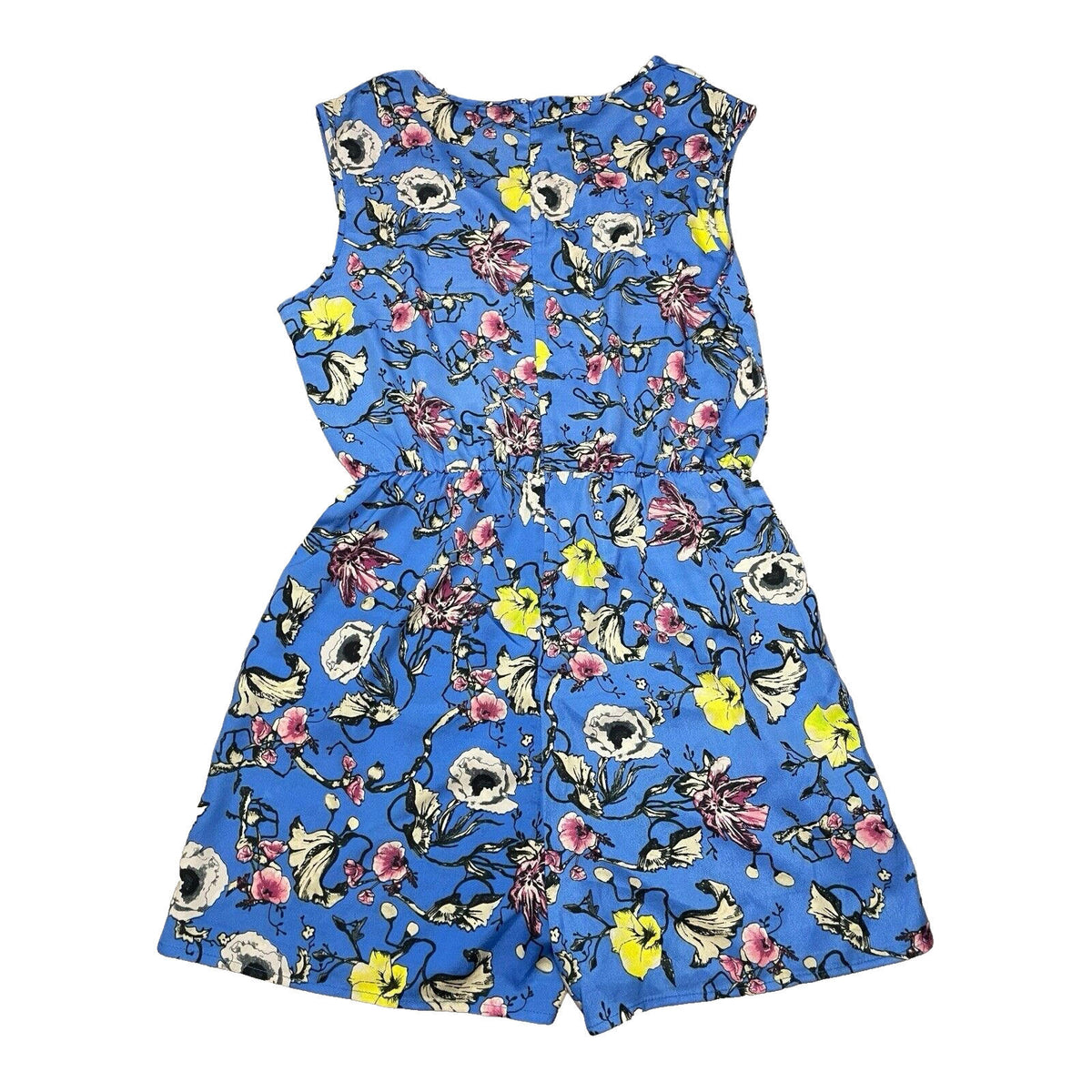Glamorous Blue Satin Playsuit Floral Print Women's UK Size 12