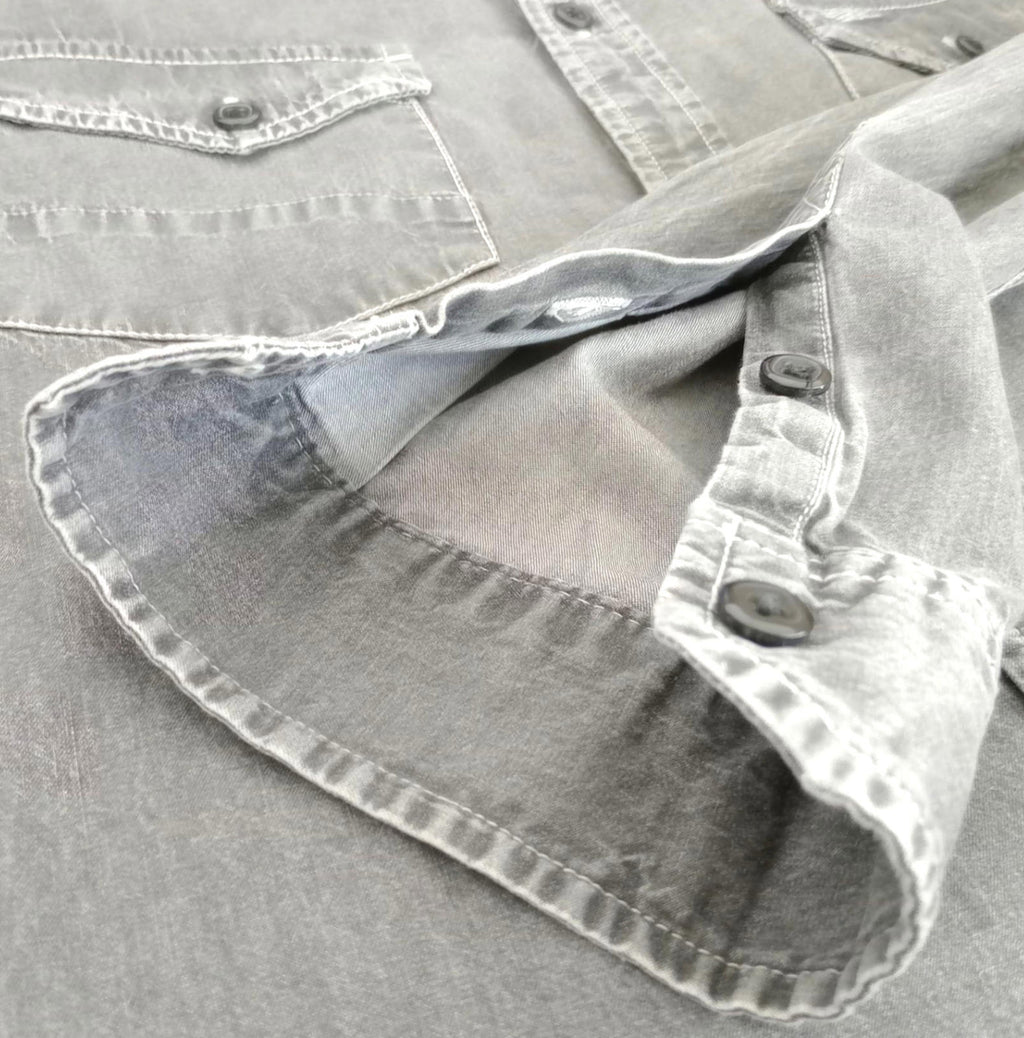 Cedar Wood State Denim Shirt Grey Long Sleeve 100% Cotton UK Men's Size XL