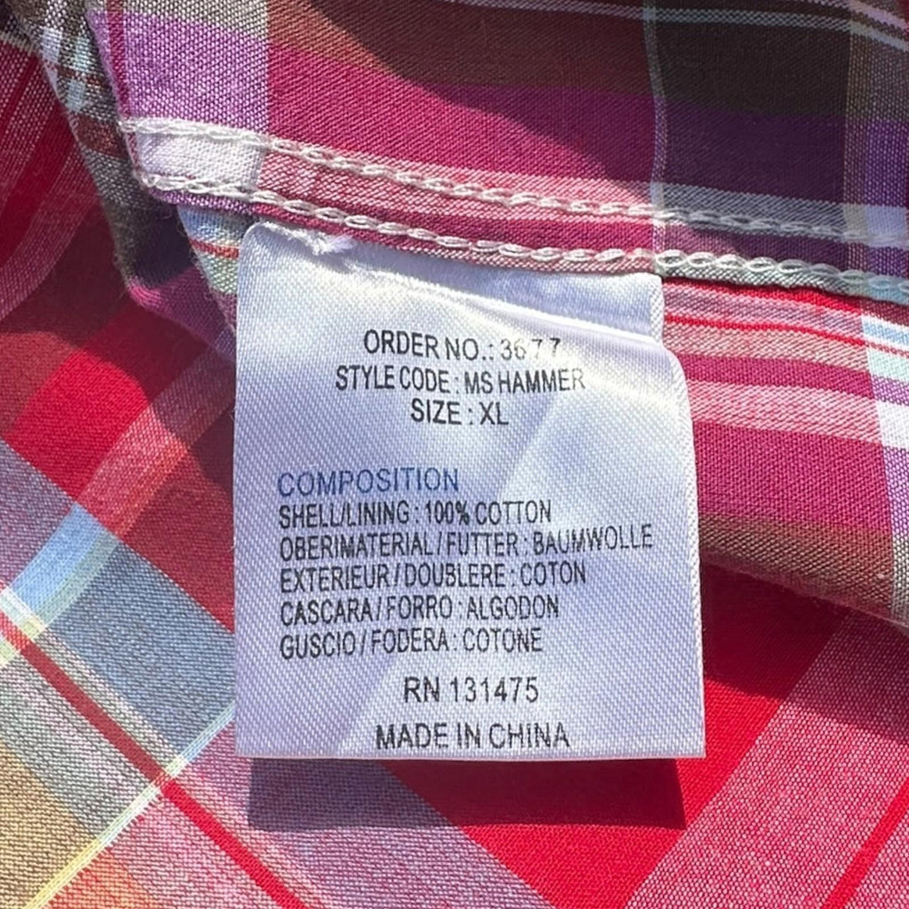 SoulStar Shirt Men's UK Size XL Red Check Embroidered Logo 100% Cotton Summer